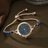 Women's Alloy And Stainless Steel Quartz Watch Bracelet Necklace Set With Round Dial Fashion Style