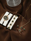 Women's Alloy And Stainless Steel Quartz Watch Bracelet Necklace Set With Round Dial Fashion Style