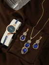Women's Alloy And Stainless Steel Quartz Watch Bracelet Necklace Set With Round Dial Fashion Style