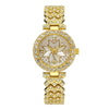 Women's Alloy And Stainless Steel Round Dial Diamond Mixed Scale Quartz Watch And Gypsophila Bracelet Fashion Gift Set