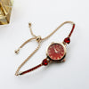 Women's Alloy And Stainless Steel Round Dial Quartz Bracelet Watch Diamondencrusted Leisure Style