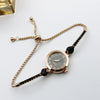 Women's Alloy And Stainless Steel Round Dial Quartz Bracelet Watch Diamondencrusted Leisure Style