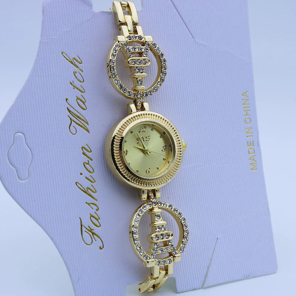 Women's Alloy And Stainless Steel Round Dial Quartz Bracelet Watch Leisure Style