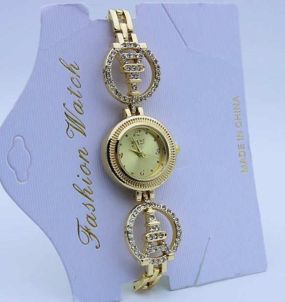 Women's Alloy And Stainless Steel Round Dial Quartz Bracelet Watch Leisure Style