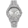 Women's Alloy And Stainless Steel Round Hiphop Fashion Calendar Quartz Watch With Explosion Diamond