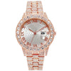 Women's Alloy And Stainless Steel Round Hiphop Fashion Calendar Quartz Watch With Explosion Diamond