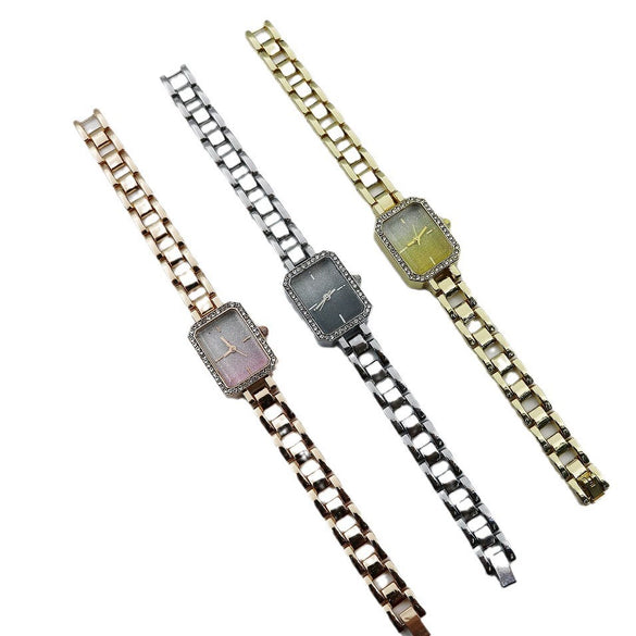 Women's Alloy And Stainless Steel Square Casual Quartz Bracelet Watch