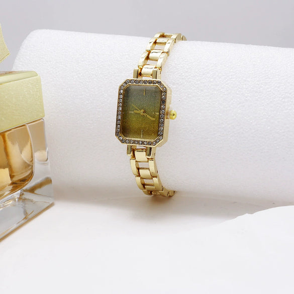 Women's Alloy And Stainless Steel Square Casual Quartz Bracelet Watch