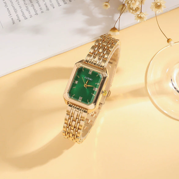 Women's Alloy And Stainless Steel Square Fashion Watch With Rhinestones