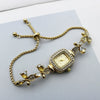 Women's Alloy And Stainless Steel Square Quartz Watch With Butterfly Design