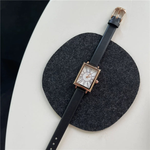 Women's Alloy And Steel Band Rectangular Quartz Watch Simple Elegant Style