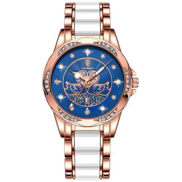 Women's Alloy And Titanium Leisure Round Quartz Watch With Waterproof And Luminous Features