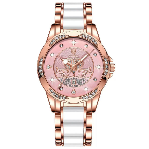 Women's Alloy And Titanium Leisure Round Quartz Watch With Waterproof And Luminous Features