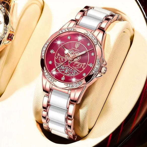 Women's Alloy And Titanium Leisure Round Quartz Watch With Waterproof And Luminous Features