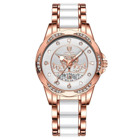 Women's Alloy And Titanium Leisure Round Quartz Watch With Waterproof And Luminous Features