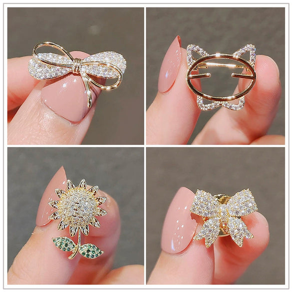 Women's Alloy Antiexposure Brooch With Flower Design And Electroplating Process