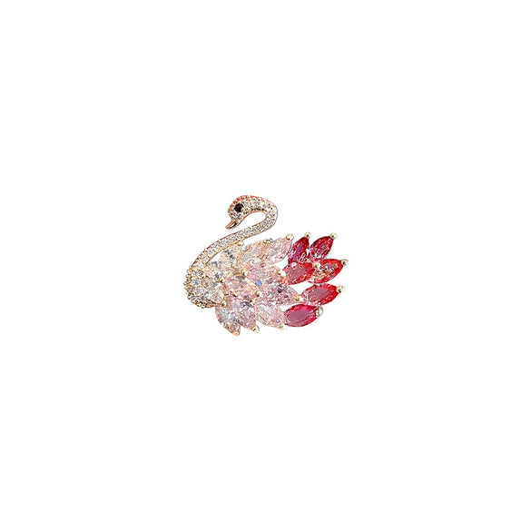 Women's Alloy Antiexposure Buckle Collar Swan Brooch With Flower Pattern And Electroplating Treatment