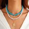 Women's Alloy Ball Chain Necklace With Star Pattern And Electroplating Featuring Irregular Shell And Starfish Beads