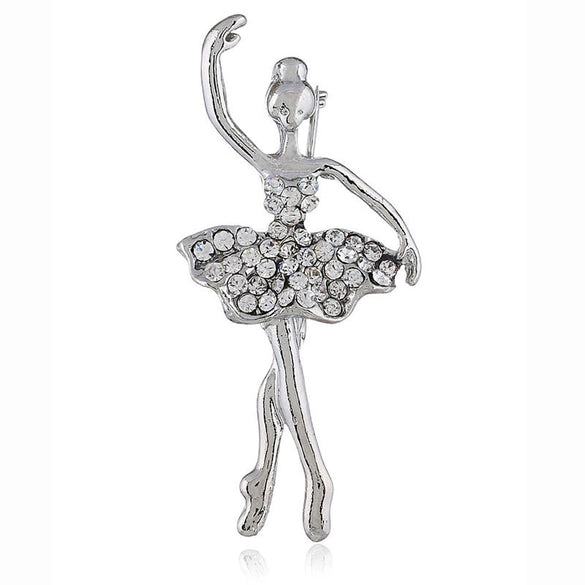 Women's Alloy Ballerina Brooch Pin With Diamond Embellished Cartoon Character Design Fashion Clothing Accessory