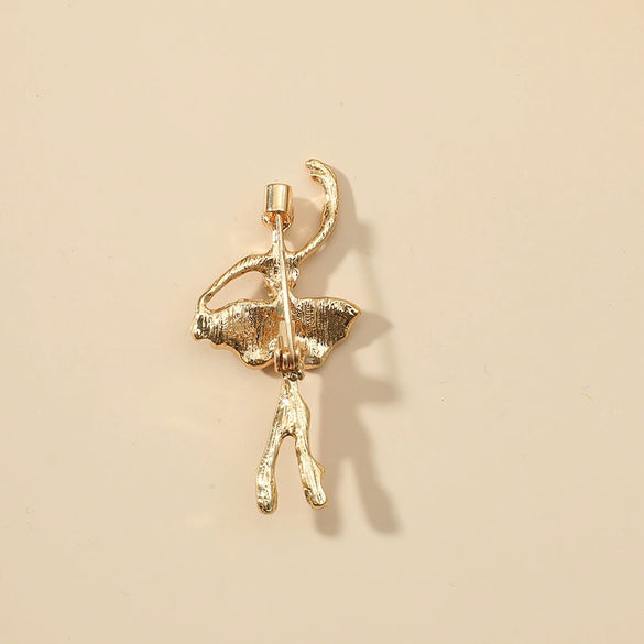 Women's Alloy Ballerina Brooch Pin With Diamond Embellished Cartoon Character Design Fashion Clothing Accessory
