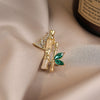 Women's Alloy Bamboo Stepbystep Design Electroplated Suit Brooch Pin Accessories