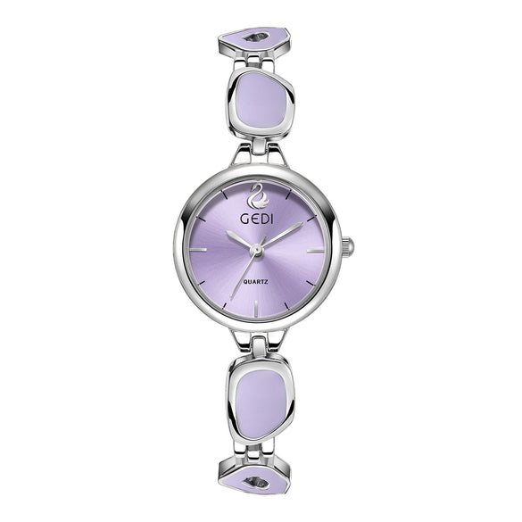 Women's Alloy Band And Case Fashion Light Luxury Disc Elegant Quartz Watch With Sun Pattern And Spiral Crown