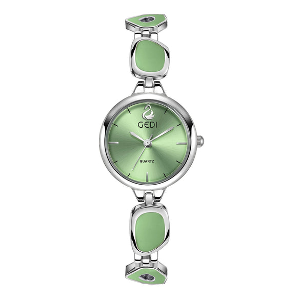 Women's Alloy Band And Case Fashion Light Luxury Disc Elegant Quartz Watch With Sun Pattern And Spiral Crown