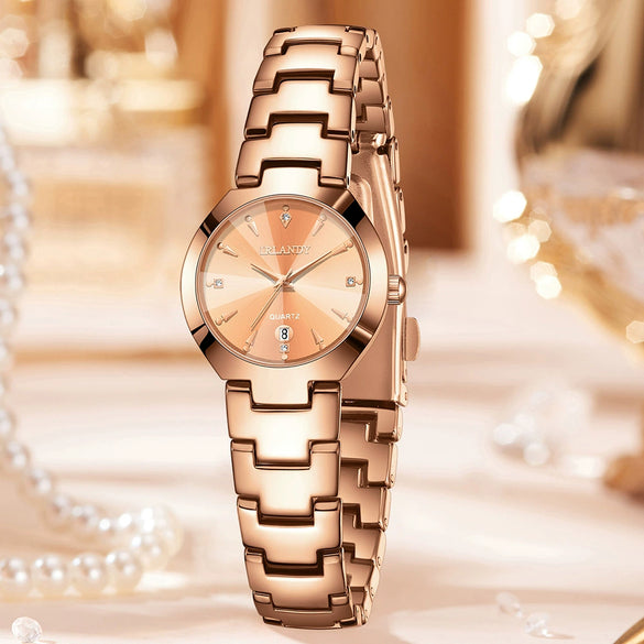 Women's Alloy Band Ordinary Glass Quartz Fashion Trend Round Dial Watch