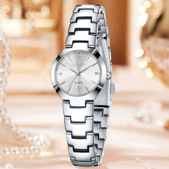 Women's Alloy Band Ordinary Glass Quartz Fashion Trend Round Dial Watch