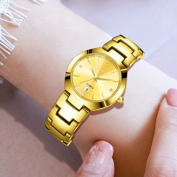 Women's Alloy Band Ordinary Glass Quartz Fashion Trend Round Dial Watch