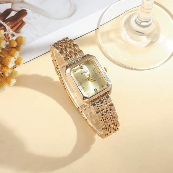 Women's Alloy Band Quartz Watch With Round Dial And Casual Style