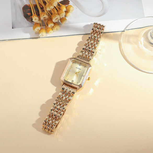 Women's Alloy Band Quartz Watch With Round Dial And Casual Style