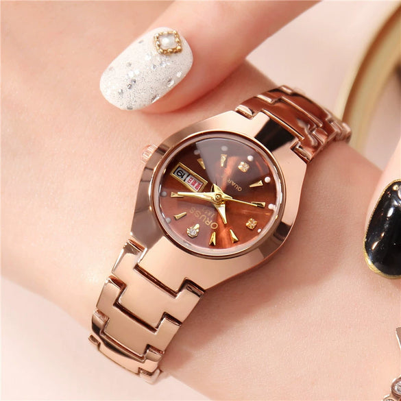 Women's Alloy Band Round Dial Fashion Waterproof Quartz Watch