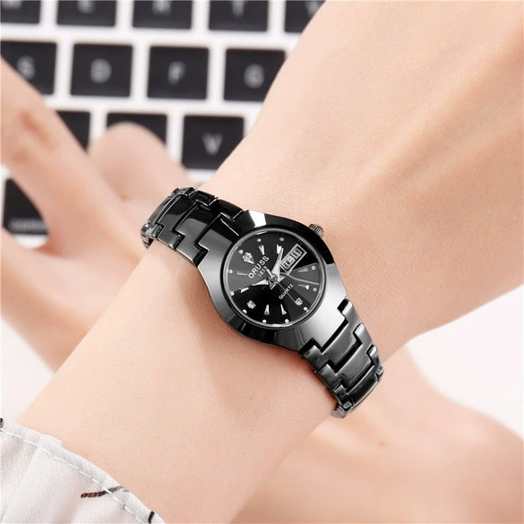 Women's Alloy Band Round Dial Fashion Waterproof Quartz Watch