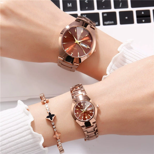 Women's Alloy Band Round Dial Fashion Waterproof Quartz Watch