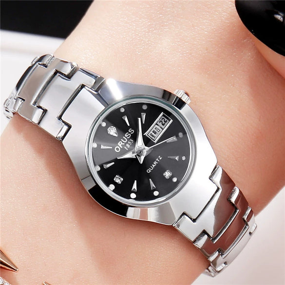 Women's Alloy Band Round Dial Fashion Waterproof Quartz Watch