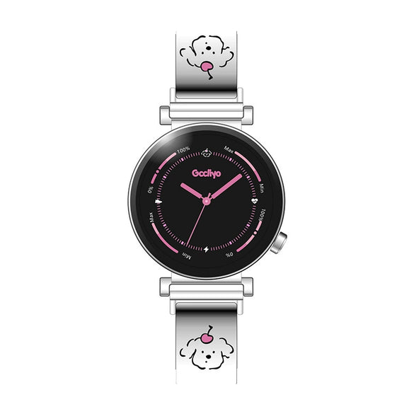 Women's Alloy Band Round Dial Leisure Style Carved Love Puppy Wrist Watch