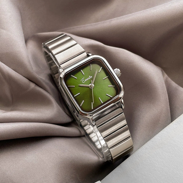 Women's Alloy Band Square Watch Temperament Simple Green