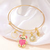 Women's Alloy Bear Bracelet With The Crown Pattern And Microinlay Process In Hot Pink Color