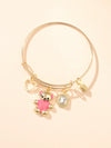 Women's Alloy Bear Bracelet With The Crown Pattern And Microinlay Process In Hot Pink Color