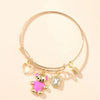 Women's Alloy Bear Bracelet With The Crown Pattern And Microinlay Process In Hot Pink Color