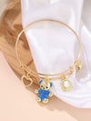 Women's Alloy Bear Bracelet With The Crown Pattern And Microinlay Process In Hot Pink Color