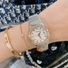 Women's Alloy Belt Quartz Casual Light Luxury Round Dial Diamond Threepin Calendar Watch