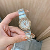 Women's Alloy Belt Quartz Casual Light Luxury Round Dial Diamond Threepin Calendar Watch