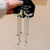 Women's Alloy Bow Star Tassel Earrings With Diamond Design