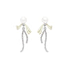 Women's Alloy Bow Tie Pearl Tassel Earrings French Retro Electroplated Light Luxury Ear Jewelry