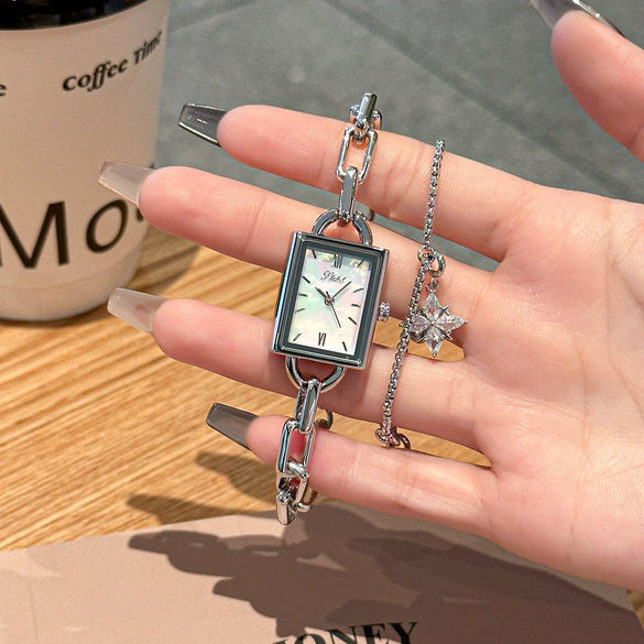 Women's Alloy Bracelet Quartz Watch With Square Dial And Lobster Clasp Leisure Style