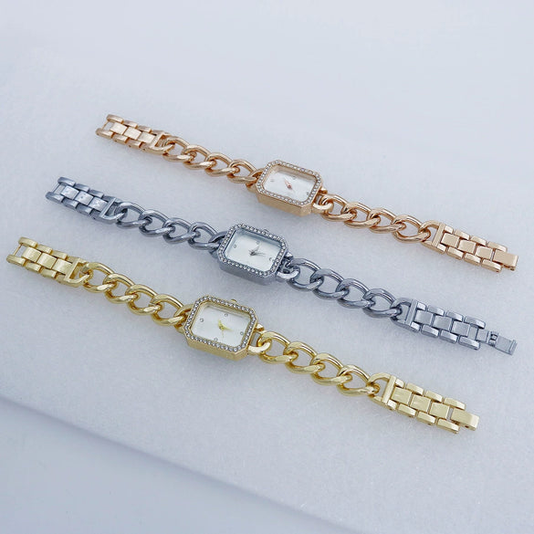 Women's Alloy Bracelet Watch Square Diamond Set Quartz Fashion Elegant Casual