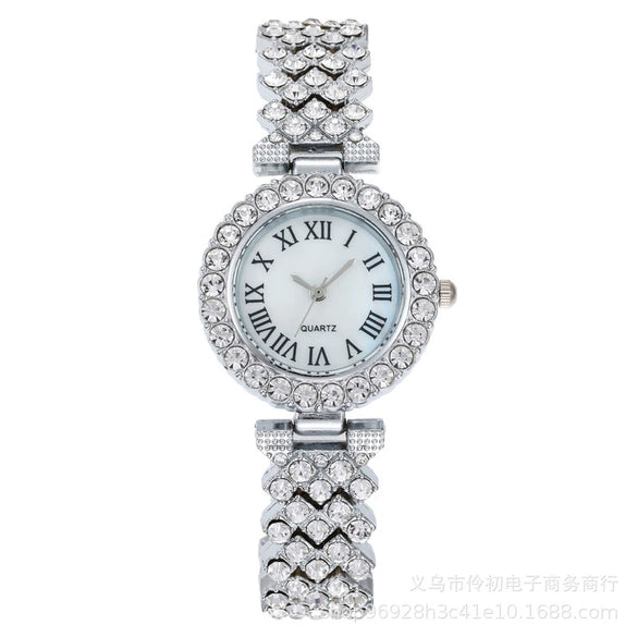 Women's Alloy Bracelet Watch With Round Dial Quartz Movement Single Folding Buckle Spiral Crown And Leisure Style