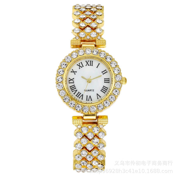 Women's Alloy Bracelet Watch With Round Dial Quartz Movement Single Folding Buckle Spiral Crown And Leisure Style